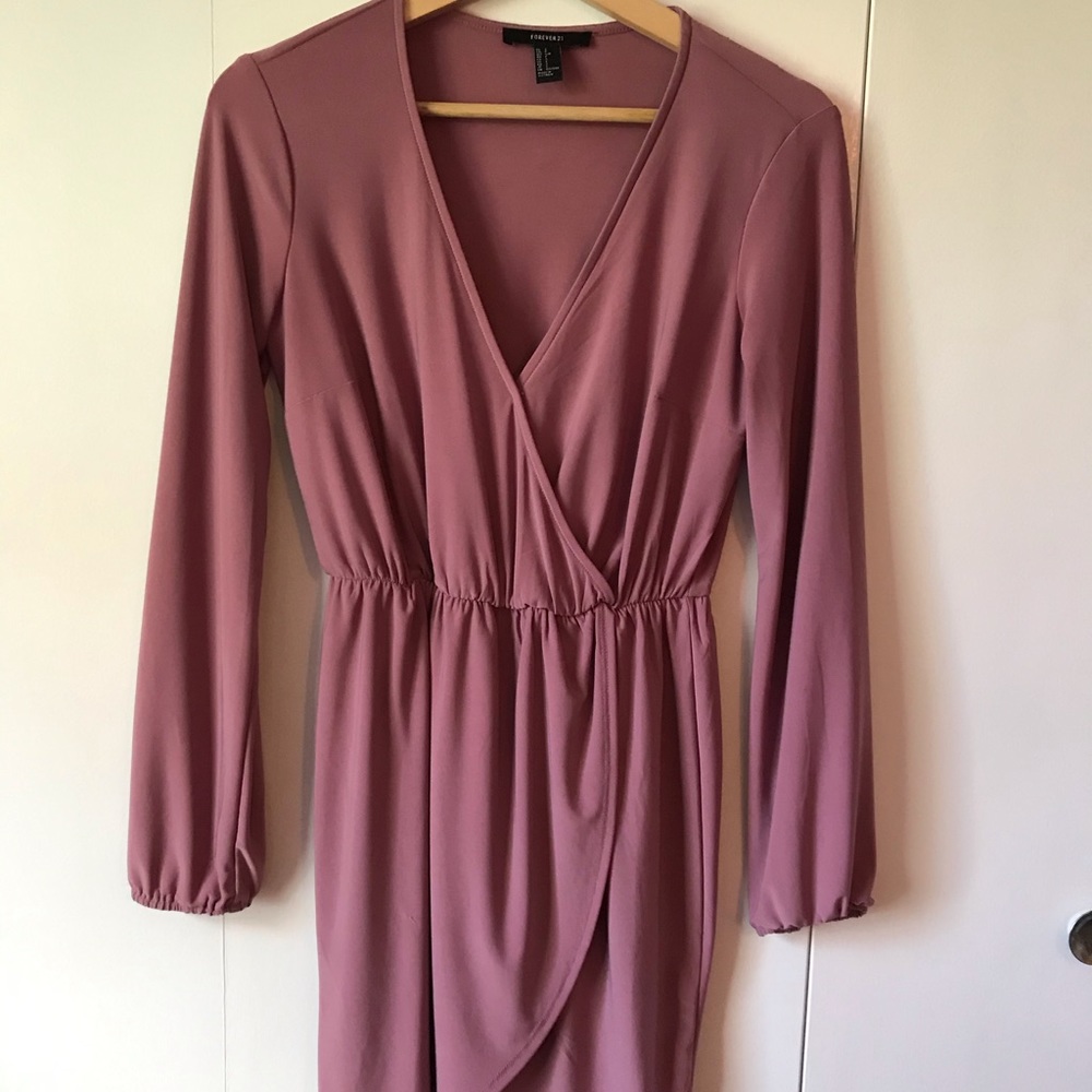 Dusty Rose Mini Long-Sleeve Dress